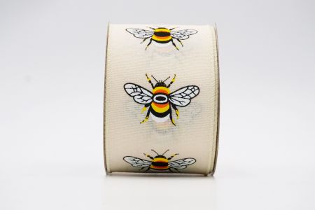 Ruban de collection Printemps Fleur avec abeilles_KF7568GC-2-2_ivoire